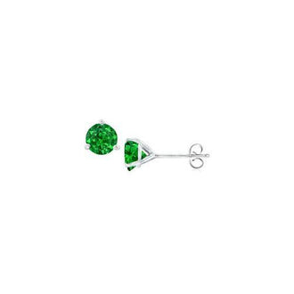 14K White Gold Martini Style Emerald Stud Earrings with 0.25 CT TGW