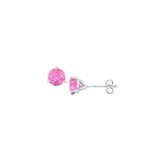 14K White Gold Martini Style Pink Sapphire Stud Earrings with 0.25 CT TGW