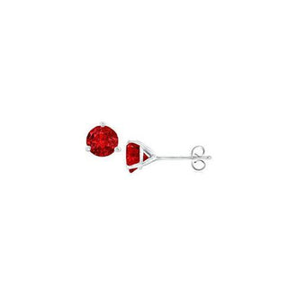 14K White Gold Martini Style Ruby Stud Earrings with 0.25 CT TGW