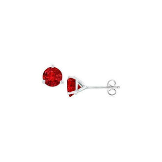 14K White Gold Martini Style Ruby Stud Earrings with 0.50 CT TGW