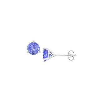 14K White Gold Martini Style Tanzanite Stud Earrings with 0.50 CT TGW