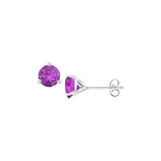 14K White Gold Martini Style Amethyst Stud Earrings with 1.00 CT TGW