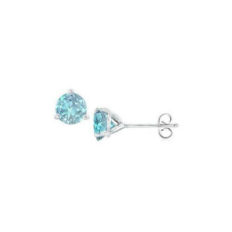 14K White Gold Martini Style Aquamarine Stud Earrings with 1.00 CT TGW