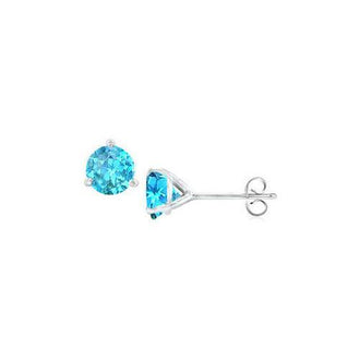 14K White Gold Martini Style Blue Topaz Stud Earrings with 1.00 CT TGW