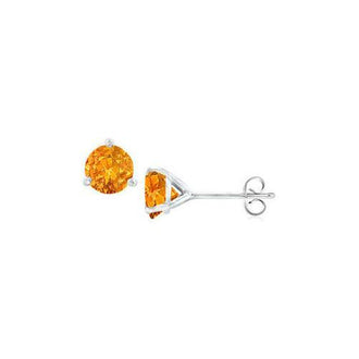 14K White Gold Martini Style Citrine Stud Earrings with 1.00 CT TGW