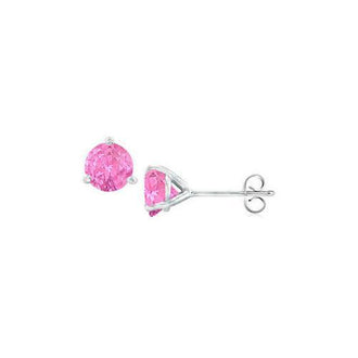 14K White Gold Martini Style Pink Sapphire Stud Earrings with 1.00 CT TGW