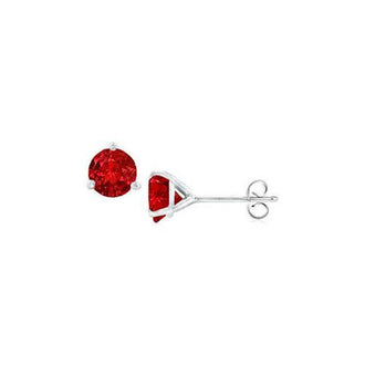 14K White Gold Martini Style Ruby Stud Earrings with 1.00 CT TGW