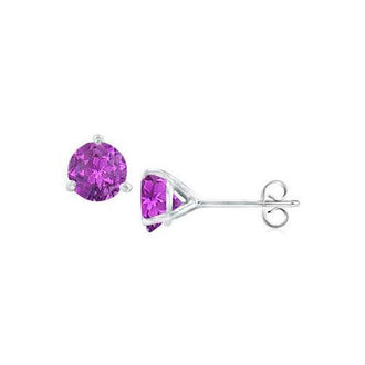 14K White Gold Martini Style Amethyst Stud Earrings with 2.00 CT TGW