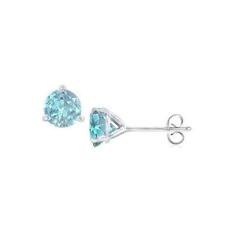 14K White Gold Martini Style Aquamarine Stud Earring with 2.00 CT TGW