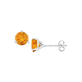 14K White Gold Martini Style Citrine Stud Earrings with 2.00 CT TGW