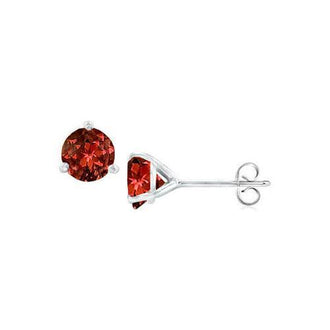 14K White Gold Martini Style Garnet Stud Earrings with 2.00 CT TGW