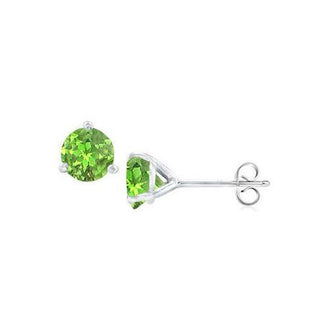 14K White Gold Martini Style Peridot Stud Earrings with 2.00 CT TGW