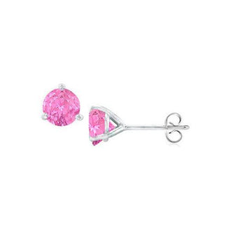 14K White Gold Martini Style Pink Topaz Stud Earrings with 2.00 CT TGW