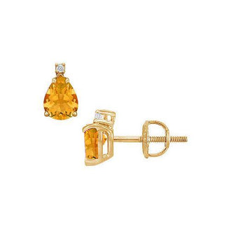 Diamond and Citrine Stud Earrings : 14K Yellow Gold - 2.04 CT TGW