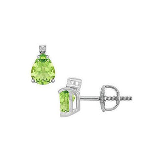 Diamond and Peridot Stud Earrings : 14K White Gold - 2.04 CT TGW