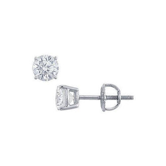 Platinum : Round Diamond Stud Earrings  0.75 CT. TW.