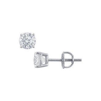 Platinum : Round Diamond Stud Earrings  1.00 CT. TW.