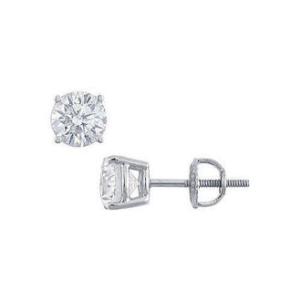 Platinum : Round Diamond Stud Earrings  2.00 CT. TW.