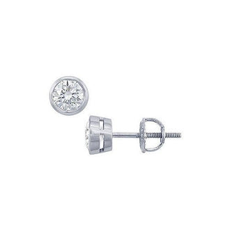 Platinum : Bezel Set Round Diamond Stud Earrings  0.50 CT. TW.