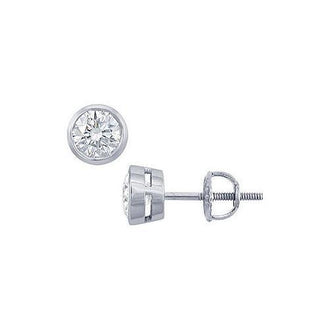 Platinum : Round Diamond Stud Earrings  1.00 CT. TW.