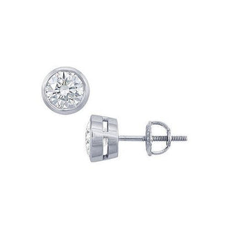 Platinum : Round Diamond Stud Earrings  2.00 CT. TW.