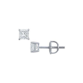 Platinum : Princess Cut Diamond Stud Earrings  0.33 CT. TW.