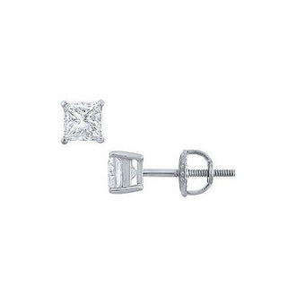 Platinum : Princess Cut Diamond Stud Earrings  0.50 CT. TW.