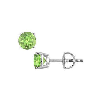 Peridot Stud Earrings : 14K White Gold - 2.00 CT TGW