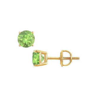 Peridot Stud Earrings : 14K Yellow Gold - 2.00 CT TGW