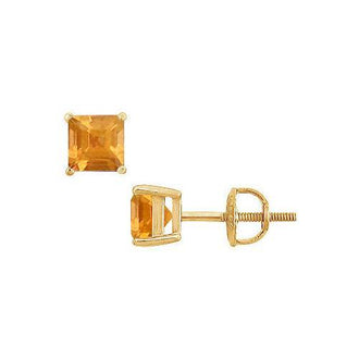 Citrine Stud Earrings : 14K Yellow Gold - 2.00 CT TGW