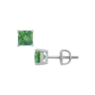 Emerald Stud Earrings : 14K White Gold - 2.00 CT TGW