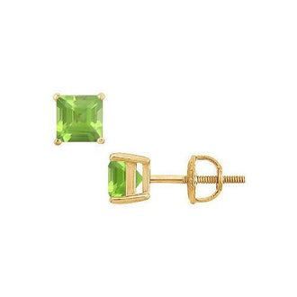 Peridot Stud Earrings : 14K Yellow Gold - 2.00 CT TGW