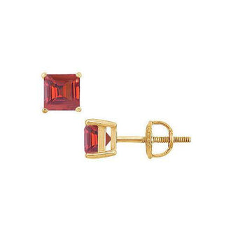 Ruby Stud Earrings : 14K Yellow Gold - 2.00 CT TGW