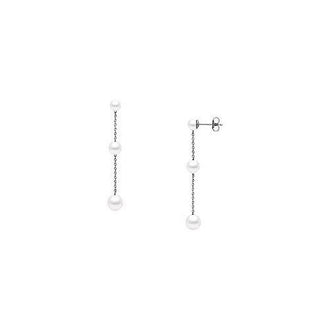 Cultured Akoya Pearl Drop Earrings : 14K White Gold
