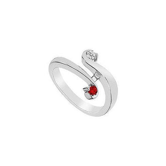 Ruby and Diamond Ring : 14K White Gold - 0.20 CT TGW