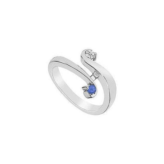 Blue Sapphire and Diamond Ring : 14K White Gold - 0.20 CT TGW