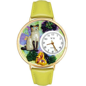 Siamese Cat Watch in Gold (Large)