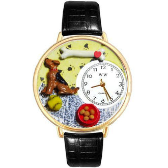 Airedale Terrier Watch in Gold (Large)