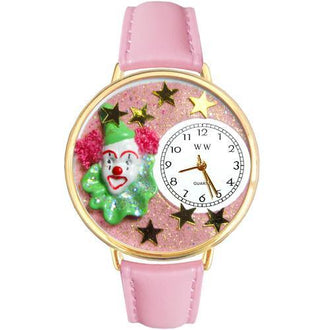 Pink Glitter Clown Watch in Gold (Large)