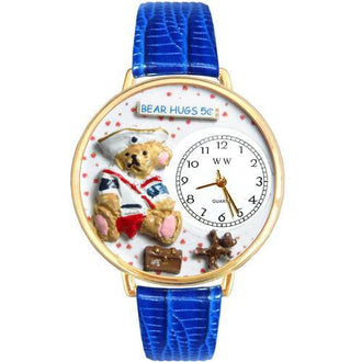 Teddy Bear Hugs Watch in Gold (Large)