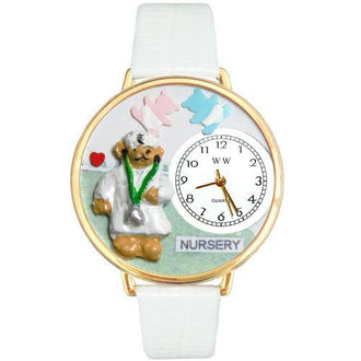 Nurse Teddy Bear Watch in Gold (Large)