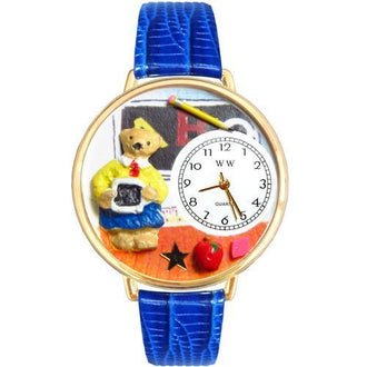 Teacher Teddy Bear Watch in Gold (Large)