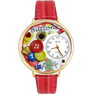 I Love Buttons Watch in Gold (Large)