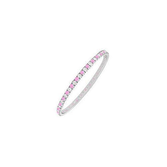 Pink Sapphire and Diamond Eternity Bangle : 14K White Gold - 3.00 CT TGW