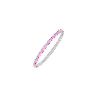 Pink Sapphire Eternity Bangle : 14K White Gold - 3.00 CT TGW