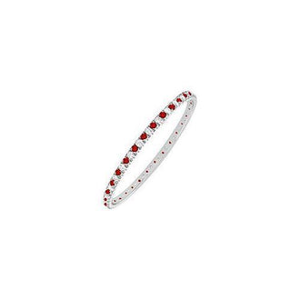 Ruby and Diamond Eternity Bangle : 14K White Gold - 5.00 CT TGW