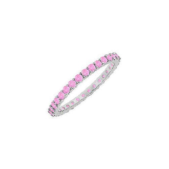 Pink Sapphire Eternity Bangle : 14K White Gold - 6.00 CT TGW