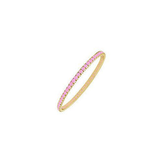 Pink Sapphire Eternity Bangle : 14K Yellow Gold - 2.00 CT TGW
