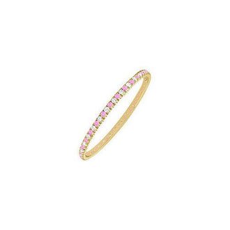 Pink Sapphire and Diamond Eternity Bangle : 14K Yellow Gold - 5.00 CT TGW