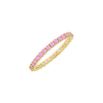 Pink Sapphire Eternity Bangle : 14K Yellow Gold - 6.00 CT TGW